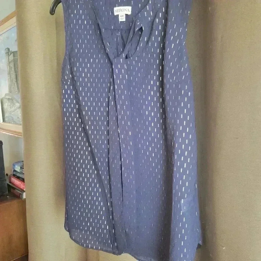 Merona Navy & Gold Summer Top med